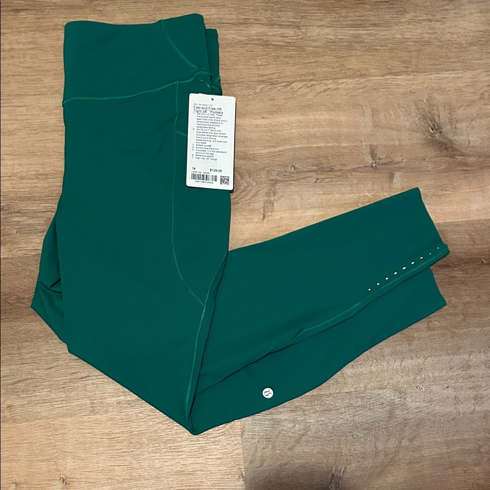 LULULEMON Fast and free HR 28” Green Pockets